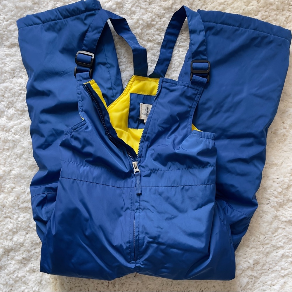 Lands end Kids Unisex Blue /Yellow snow bibs.  Size 10S